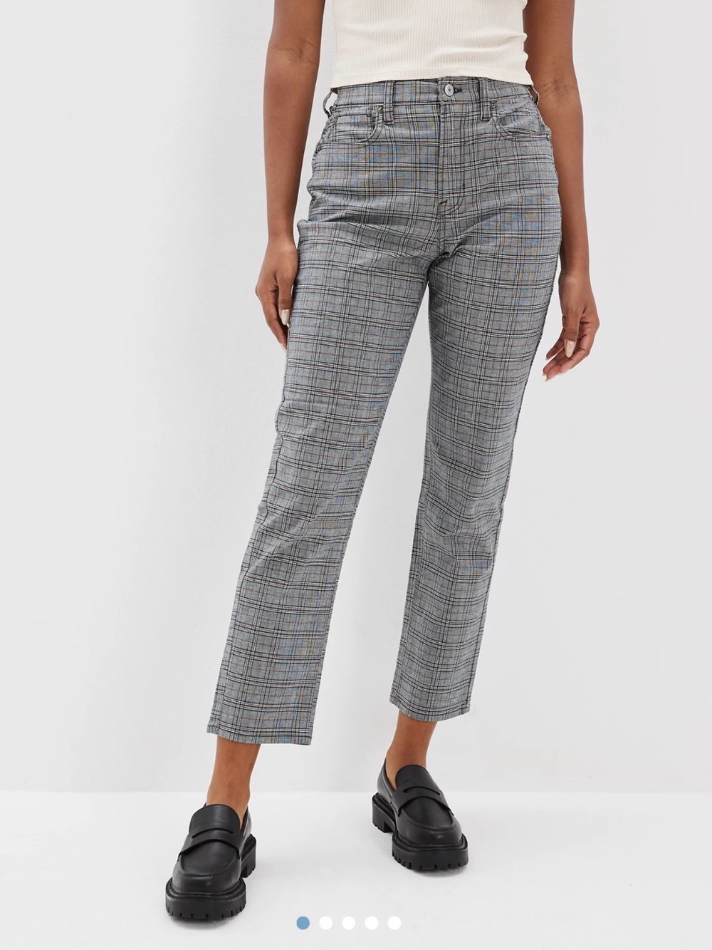 American Eagle Outfitters Gray Plaid Ankle Pants